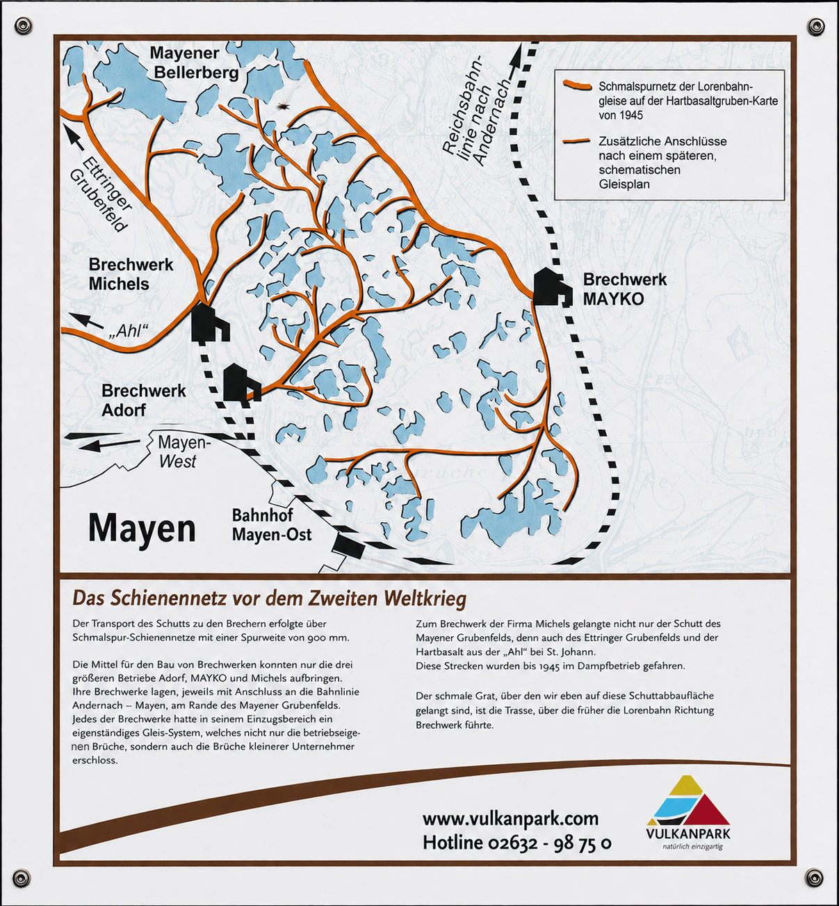 Schienennetz der Natursteinindustrie in Mayen vor dem Zweiten Weltkrieg