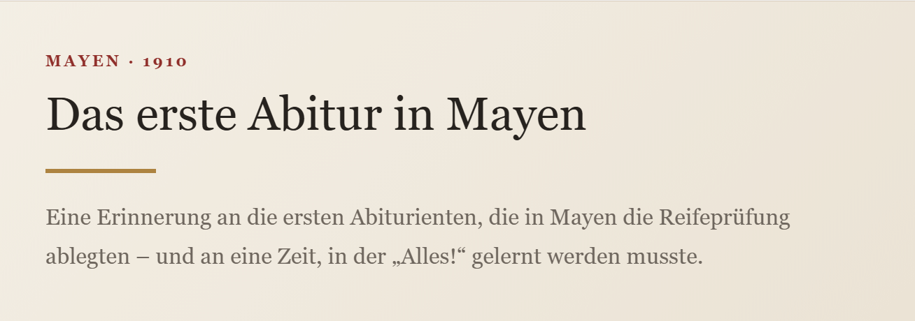 Das erste Abitur in Mayen